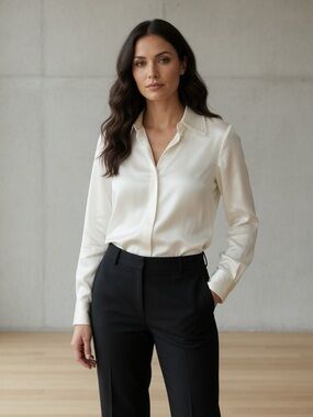 Brandon Maxwell Women’s Silk Blouse Size 8 Luxury Designer Workwear Top